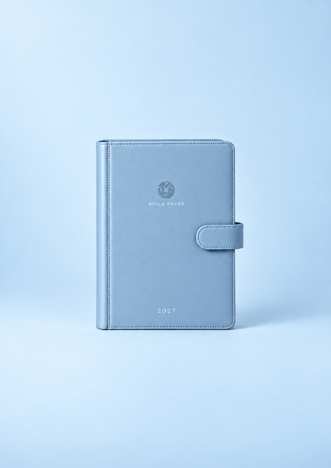 Closed Rihla Paper 2027 mist-blue A5 six-ring binder